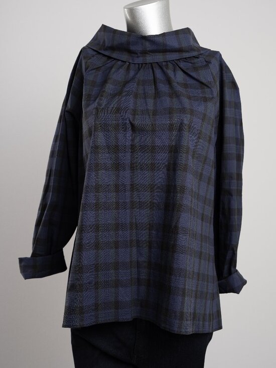 Sail to Sable Tops - Sail to Sable Blackwatch Plaid Long Sleeve Cowl Neck Top